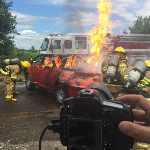 flaming car stunt