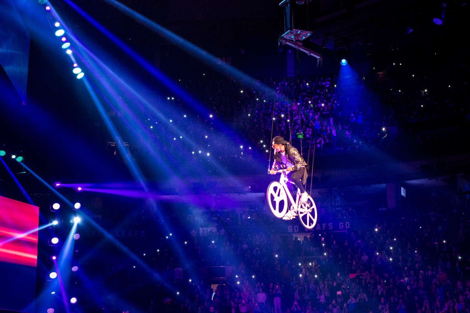 winch flying bike stunt