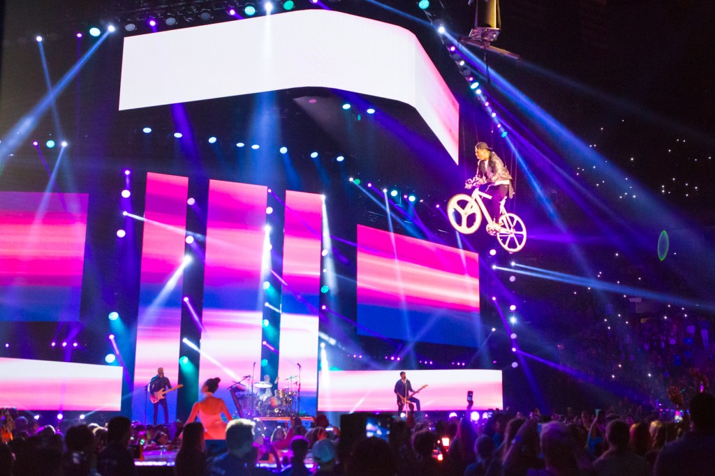 WEDay aerial bike fly stunt with hedley