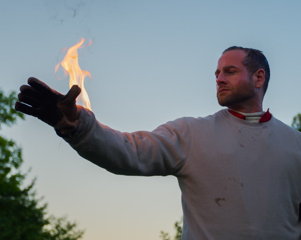 learning the body burn stunt. burn stunt, nome fire retardant gear, flame stunt